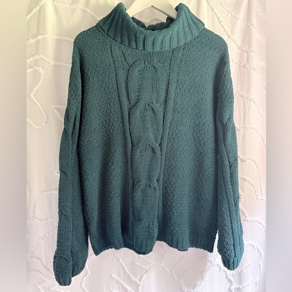 Seven7 Green Cowl Neck Sweater